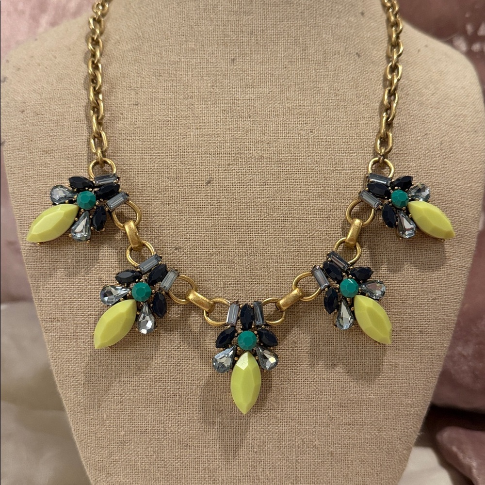 J. Crew Factory Yellow and Blue Statement Necklace